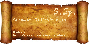 Svimmer Szilvánusz névjegykártya